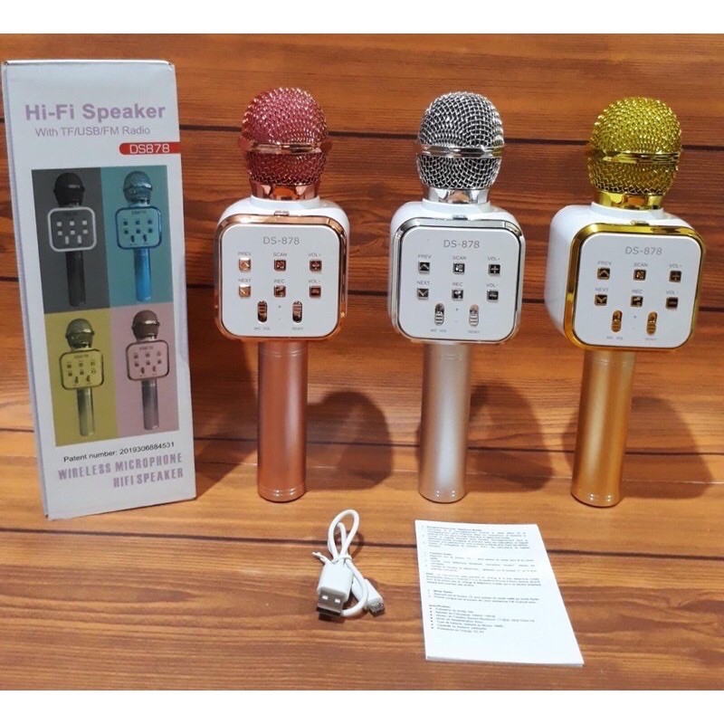 Mic Speaker L20 LED DS-878 Microphone Bluetooth Karaoke Smule Wirelles DS878
