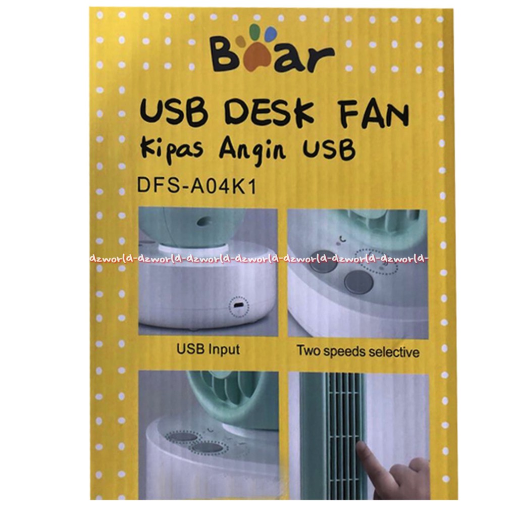 Bear Table Fan Swing Pink Green Vintage Kipas Angin Meja USB