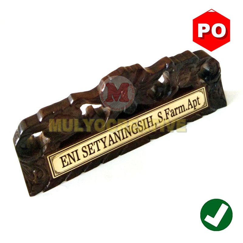 Papan Nama Kayu Ukir - Papan Nama Meja Nama Custom Bahan Kayu