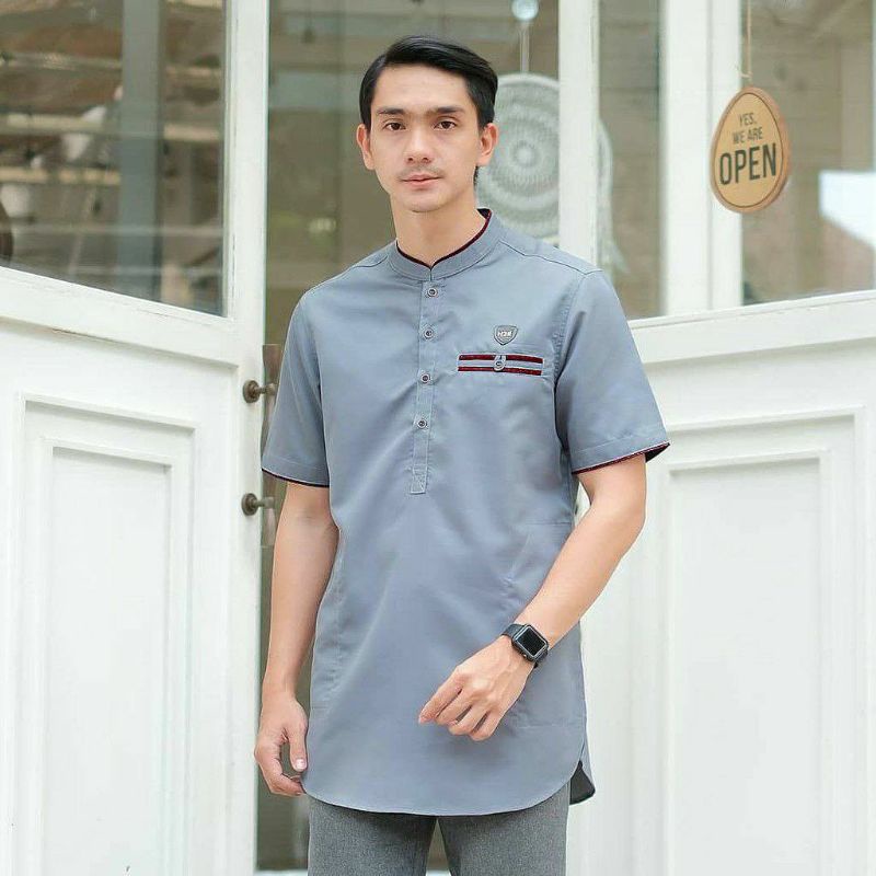 Baju Muslim Pria Koko Kurta Bahan Toyobo Impor Premium Motif Strip Saku