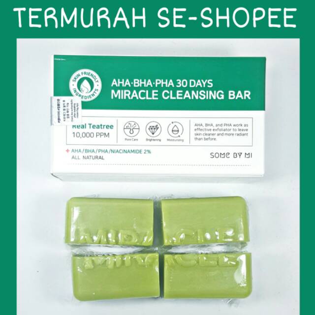 SHARE Some By Mi AHA BHA PHA 30 Days Miracle Cleansing BAR Soap Jerawat Badan Muka