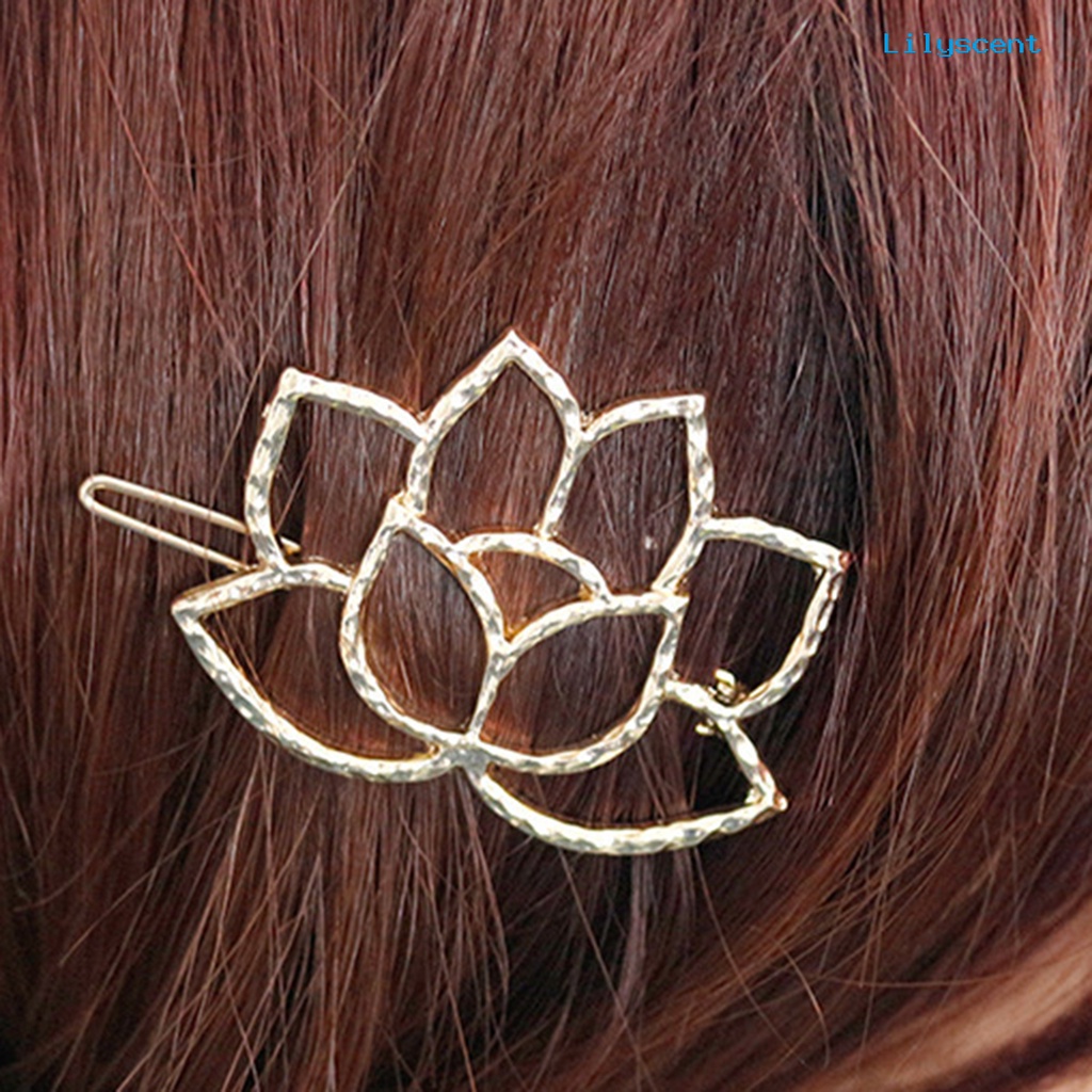 Ls Jepit Rambut Bentuk Lotus Warna Emas Bahan Alloy Anti Jatuh Untuk Wanita