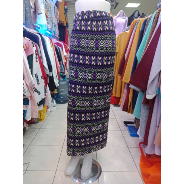 Rok span panjang motif batik dan bunga(bahan kulit jeruk)