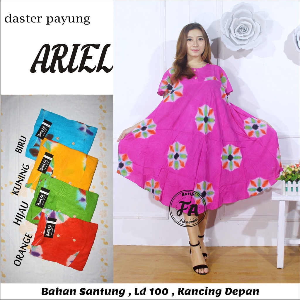 BATIK WANITA DASTER PAYUNG RAYON ( LUMPUR GOLDEN JELLY NATURAL TORAJA MONZA TALAS MACAN ARIEL SHABBY ROTI ZOYA JAWA LOTUS ) KEKINIAN KANCING DEPAN BUSUI BUMIL LENGAN PENDEK MURAH ADEM-DP ARIEL