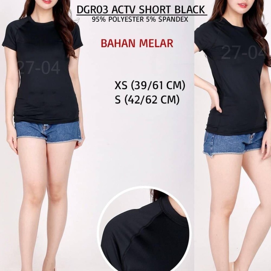 Baju Kaos Wanita Murah 90 Degree 03 Actv Short 5 Warna Black/Dark/Navy/Pine/Teal