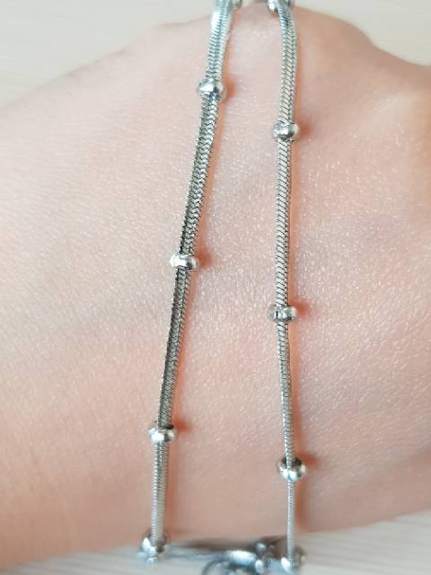 Kalung pipih biji lada titanium silver Antikarat Kalung Gepeng butir merica Titanium Antikarat