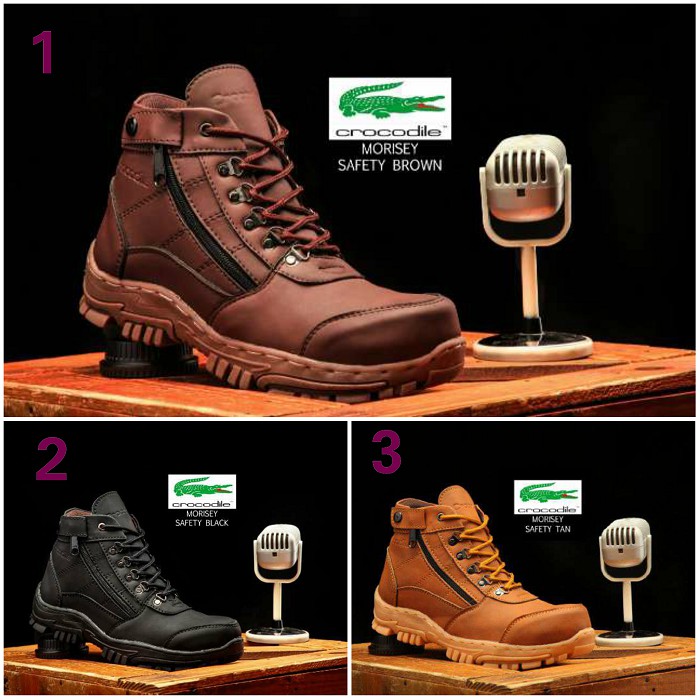 Sepatu Boots Pria Crocodile Morisey Resleting Safety Kulit