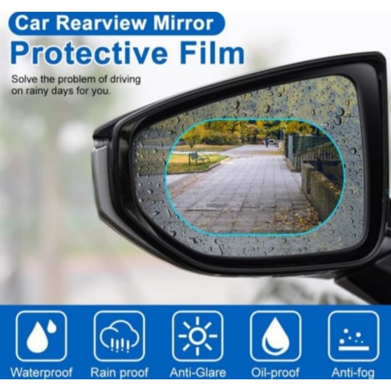 Kaca Film Besar Oval Anti Embun 1 Pasang Pelindung Spion Mobil Car Anti Fog Rainproof Film