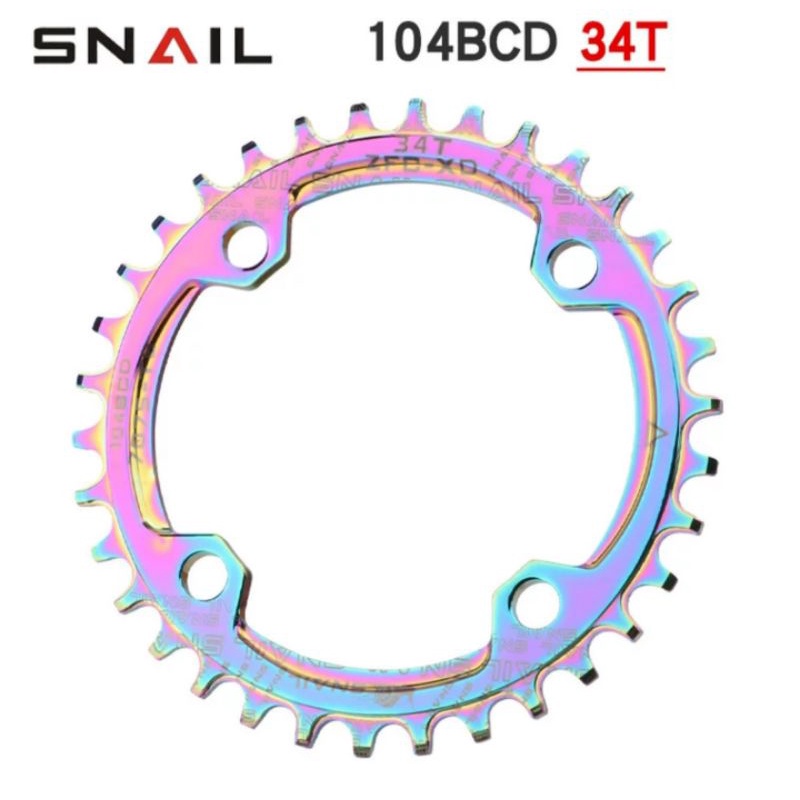 Snail Chainring 34T BCD 104 Narrow Wide Chain Ring Arm Crank Single Speed Rainbow