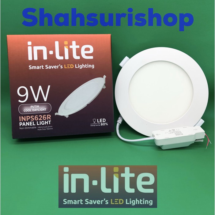 LED PANEL INLITE IN-LITE 9W 9 W 9WATT BULAT INPS 628R