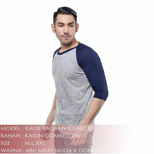 Download Raglan Unisex Kaos Abu Misty Biru Dongker Polos Baju Lengan 3 4 Cewek Cowok Size M Ml L Xl Xxl Shopee Indonesia