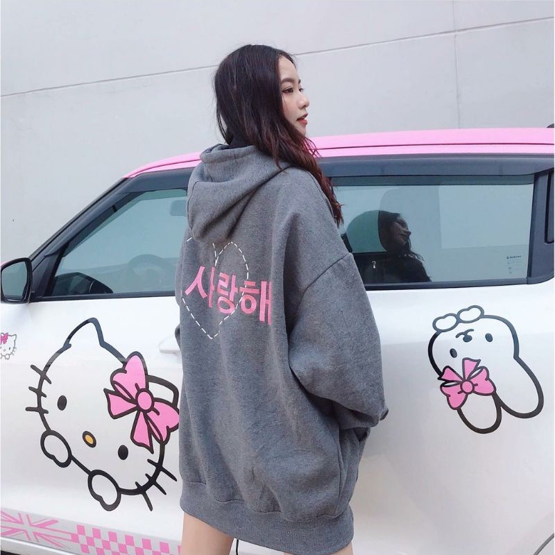 S - XXXXXL(6XL) Zip Hoodie Saranghae Love Heart MSC (SABLON) Jaket Jumper Hangeul Hangul Wanita Pria Jumbo BIGSIZE Oversize Korean Harajuku Fashion 5XL 4XL 3XL 2XL XL L M Jaketin aja