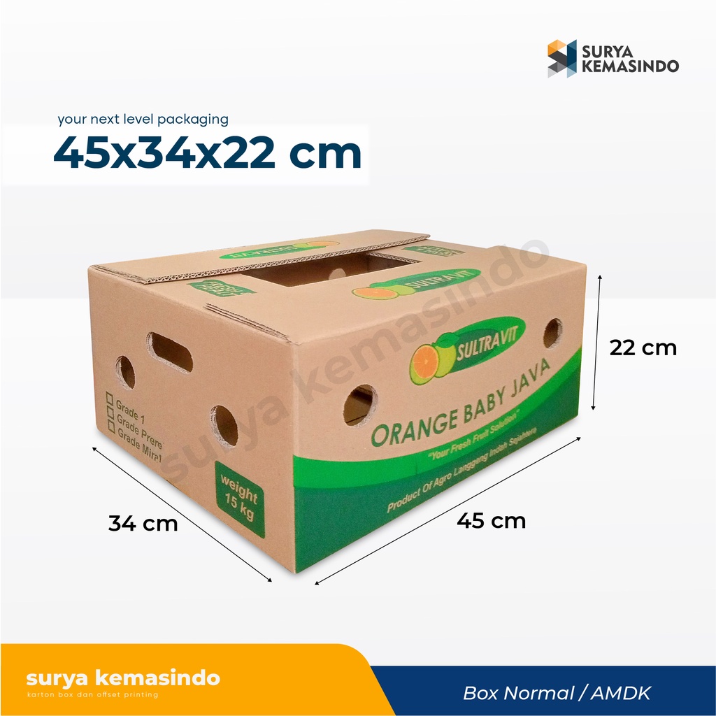 

Box Jeruk 15 Kg 45x34x22 cm Jerukbaby/boxbuah/kardusbuah/kardusjeruk/buah