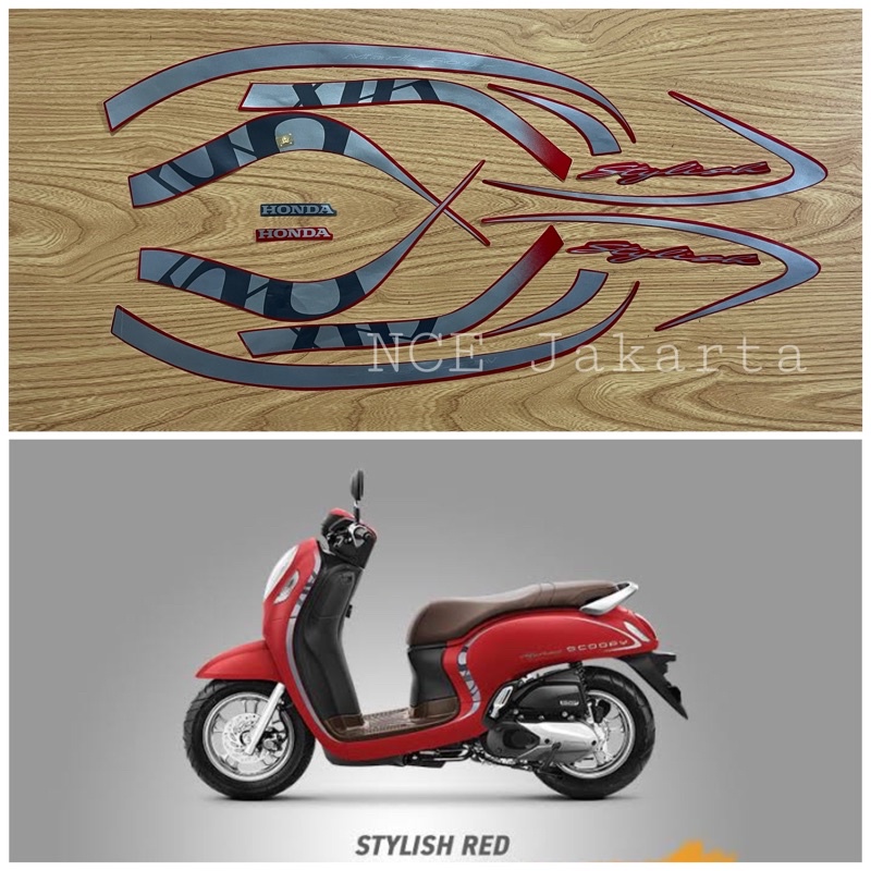 STIKER STRIPING SCOOPY STYLISH 2020 MERAH