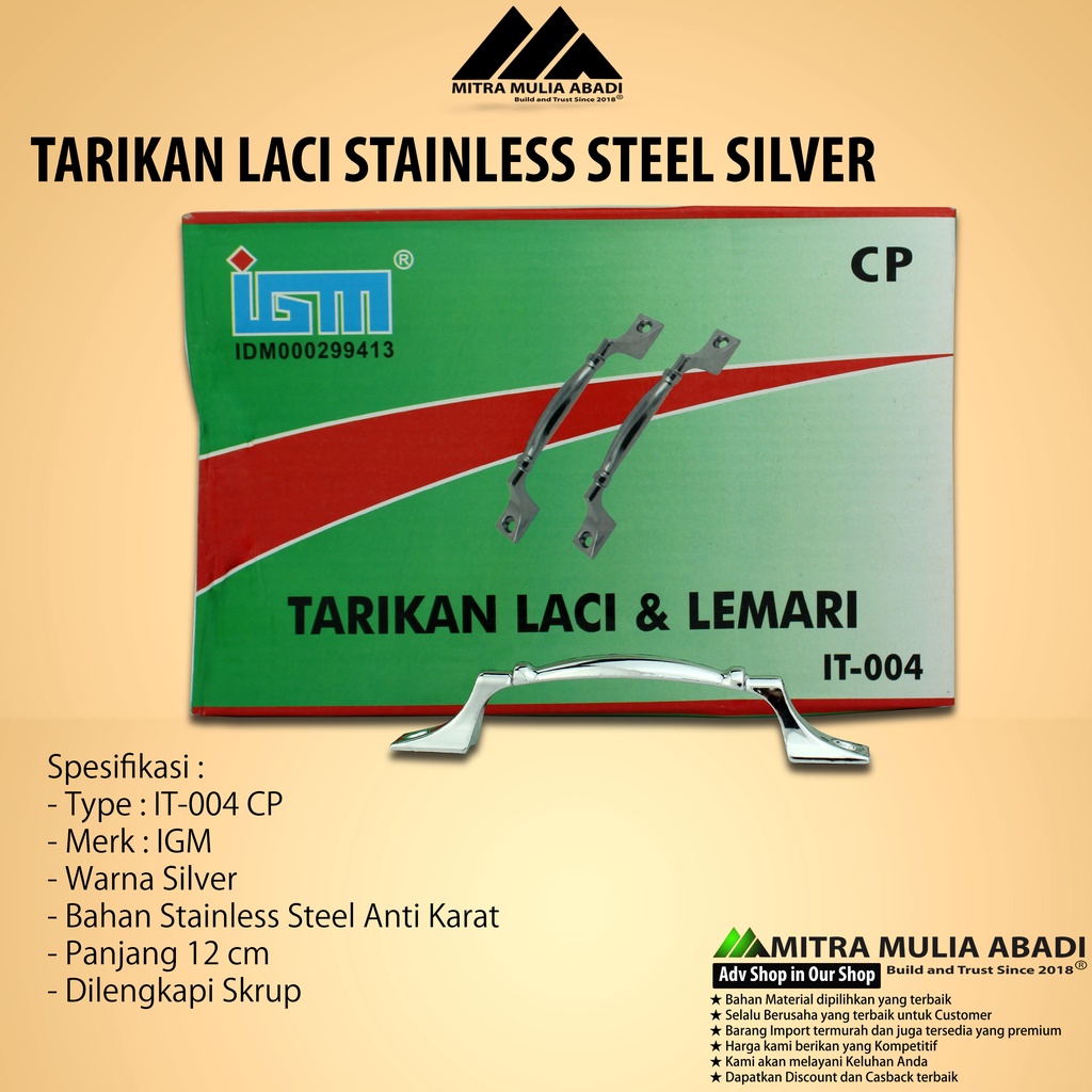 Tarikan Laci Silver 5 Inch | Drawer Pull IGM Tipe IT-004 CP