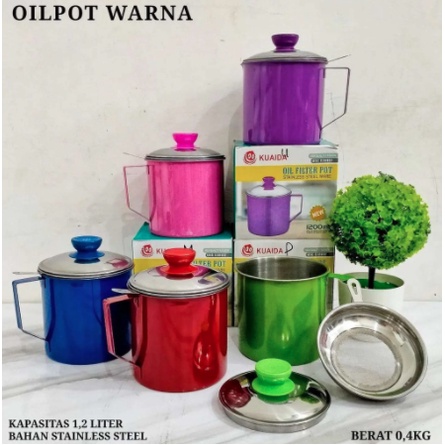 Tempat saringan minyak warna warni oil pot 1200 ml 1.2 liter