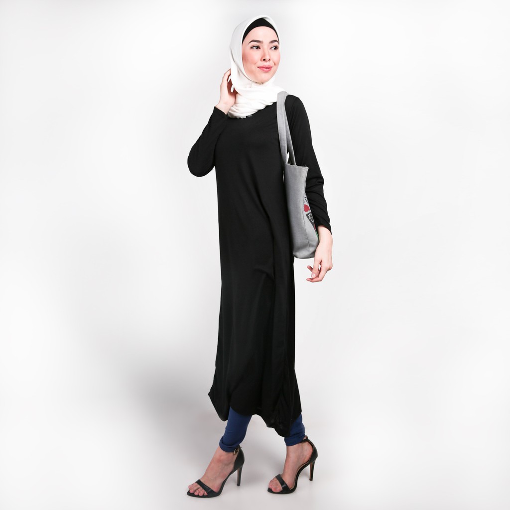 Baju Gamis Wanita Gamis Jumbo Polos L - XXXL Bahan Misty HITAM PREMIUM