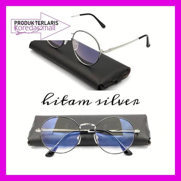 Aksesoris Pria   --Kacamata Frame + Lensa Minus - Kacamata Korea Model Bulat Vintage Klasik