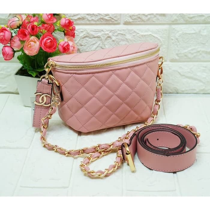 TAS WANITA IMPORT TAS Convertible Waist Bag chanel leather mini IB - Putih