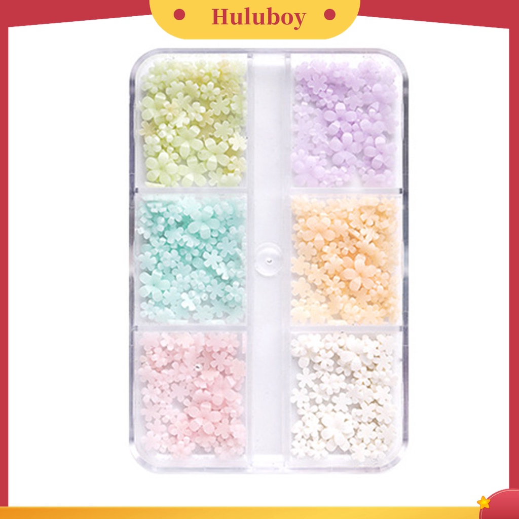 Huluboy Huluboy♡ Set Manik-Manik Mini Bentuk Hati Bunga 3D Untuk Dekorasi Nail Art