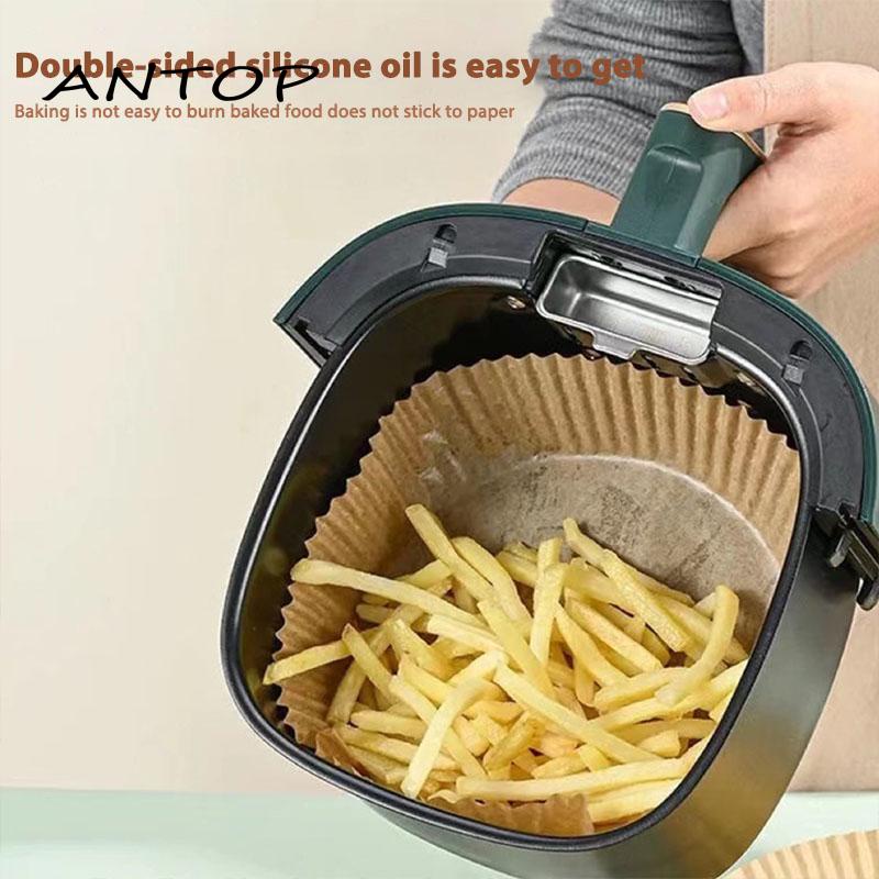 50pcs Kertas Alas Air Fryer Sekali Pakai Tahan Minyak Anti Lengket