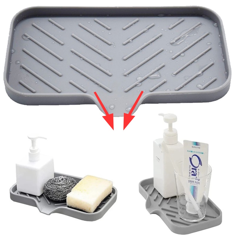 Rak Pengering Sabun / Spons / Buah Multifungsi Bahan Silikon Anti slip Untuk Wastafel Dapur / Kamar Mandi