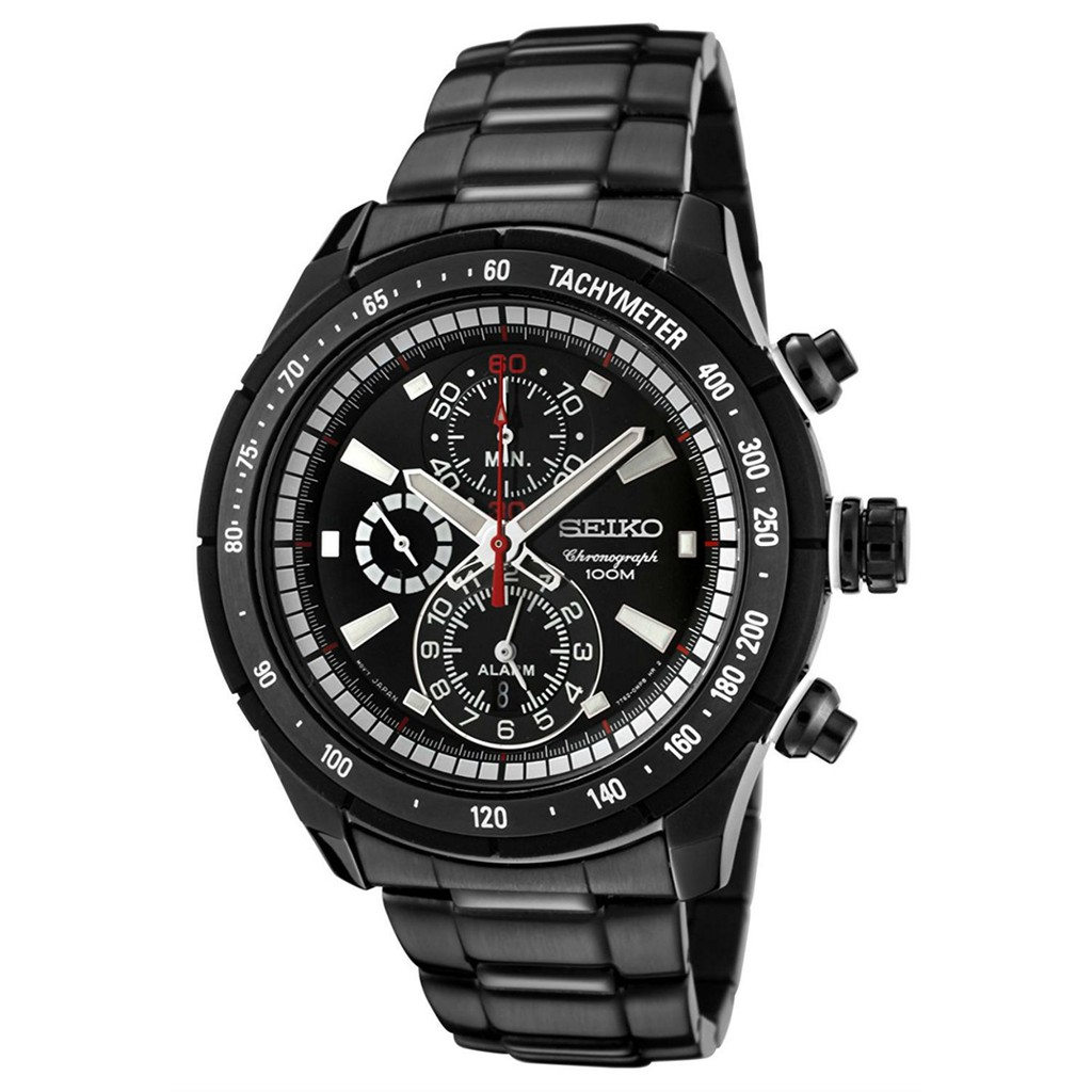 Seiko Chronograph Jam Tangan Pria - Hitam - Stainless Steel - SNAC91