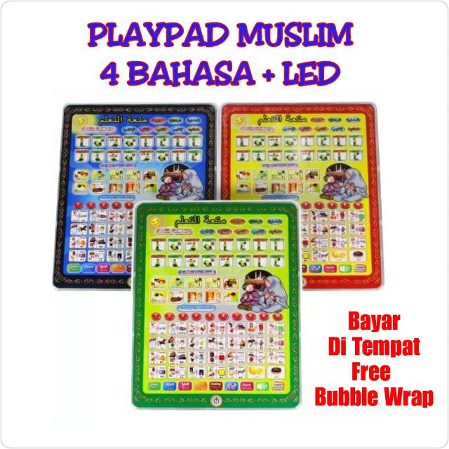 [✔COD] NEW IPAD PAPAN TULIS PLAYPAD MUSLIM 4 BHS PIANO MAINAN EDUKASI ANAK MUSLIM LAMPU LED