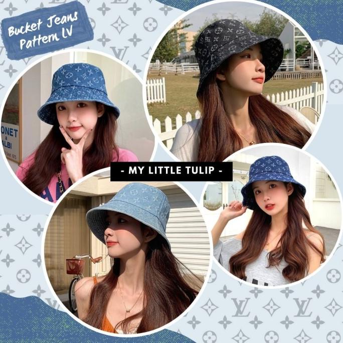 Topi Bucket Jeans LV / Topi Monogram LV Hat / Topi Denim Cewe Cowo