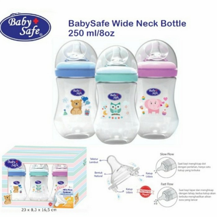 BABYSAFE 3in1 Wide Neck Bottle Set Baby Gift Kado Bayi Botol Susu Bayi WNS01 WNS02