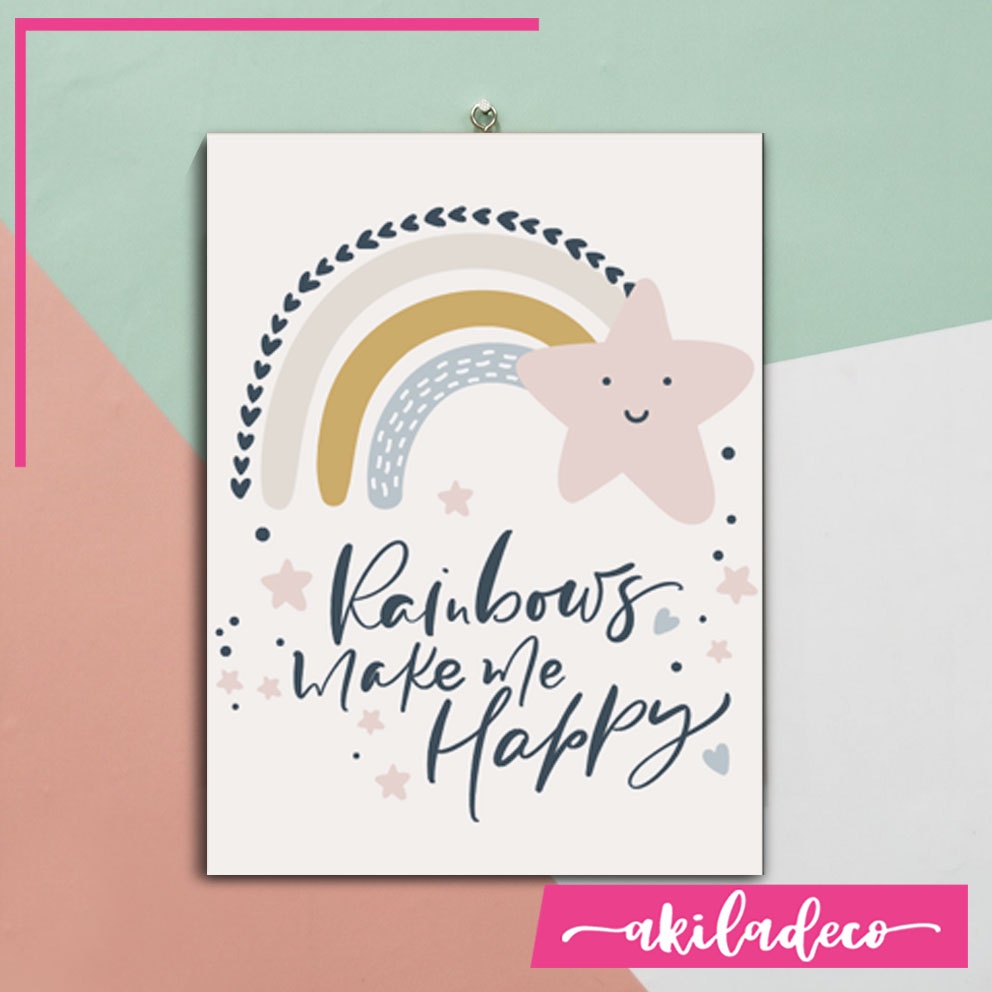 Poster dinding Kamar Anak Walldecor Rainbow Pelangi Dekorasi rumah Hiasan Alhamdulillah
