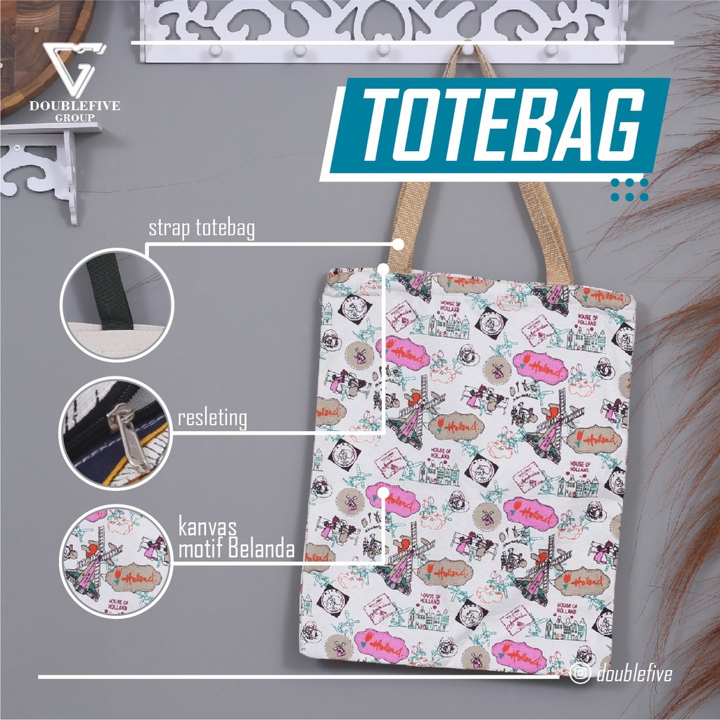 TOTE BAG WANITA TOTE BAG PRIA CANVAS MOTIF GOOD QUALITY WITH RESLETING KODE - 001