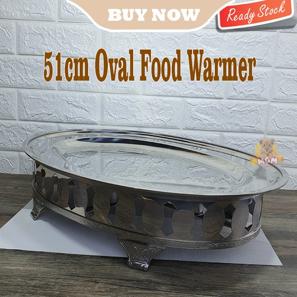 PREMIUM Oval Food Wamer 51cm Stainless Steel with Stand and burner