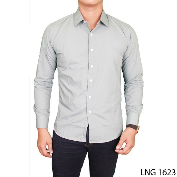 Long Sleeved Slim Fit Formal Man Shirt Katun Abu Muda – LNG 1623