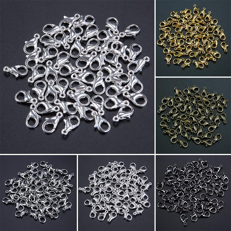 50pcs Lobster Clasp Model Longgar Ukuran 10-14mm Untuk Perhiasan Kalung Gelang