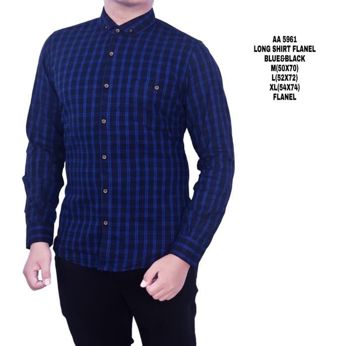 kemeja flanel planel pria lelaki cowok murah (LEVIS) navy & hijau