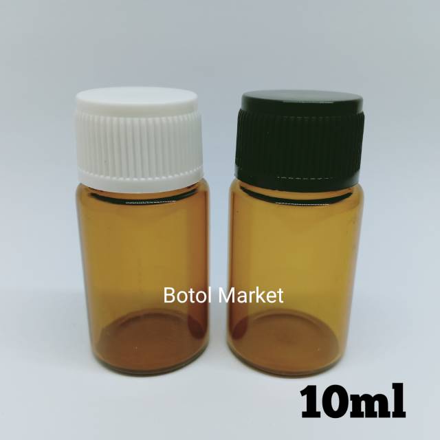 Botol Kaca 10ml Amber Tutup Plastik Ulir