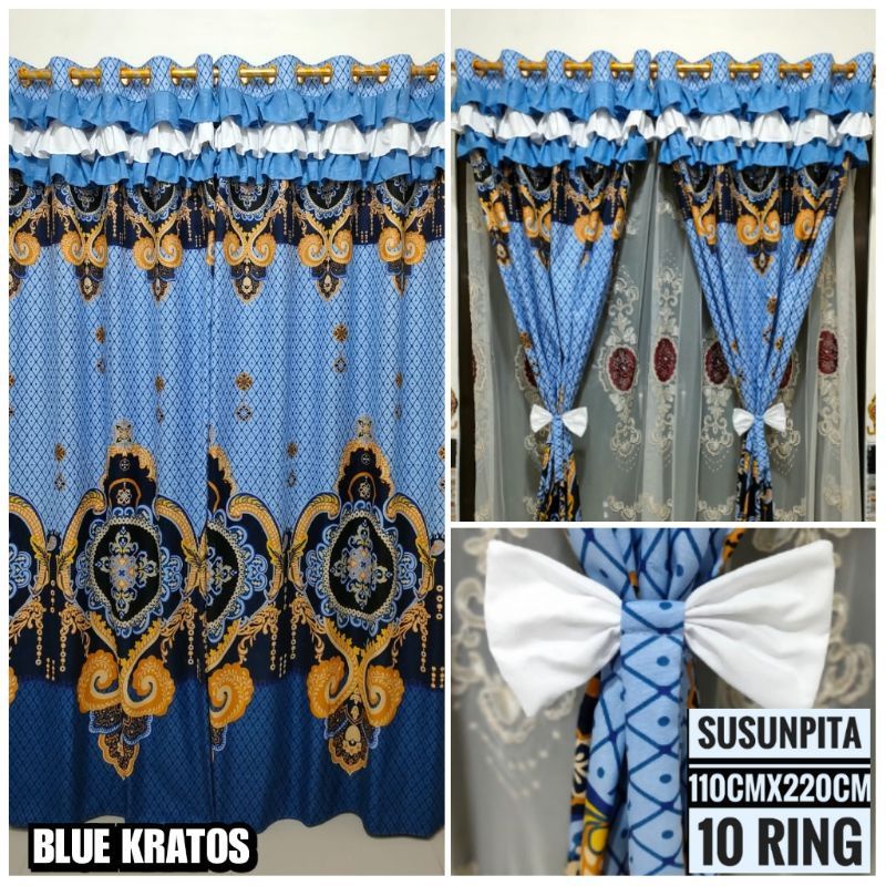 GORDEN SUSUN PITA RUMBAI PONI MOTIF BLUE KRATOS BATIK ADIPUTRA LUXURY AQILA