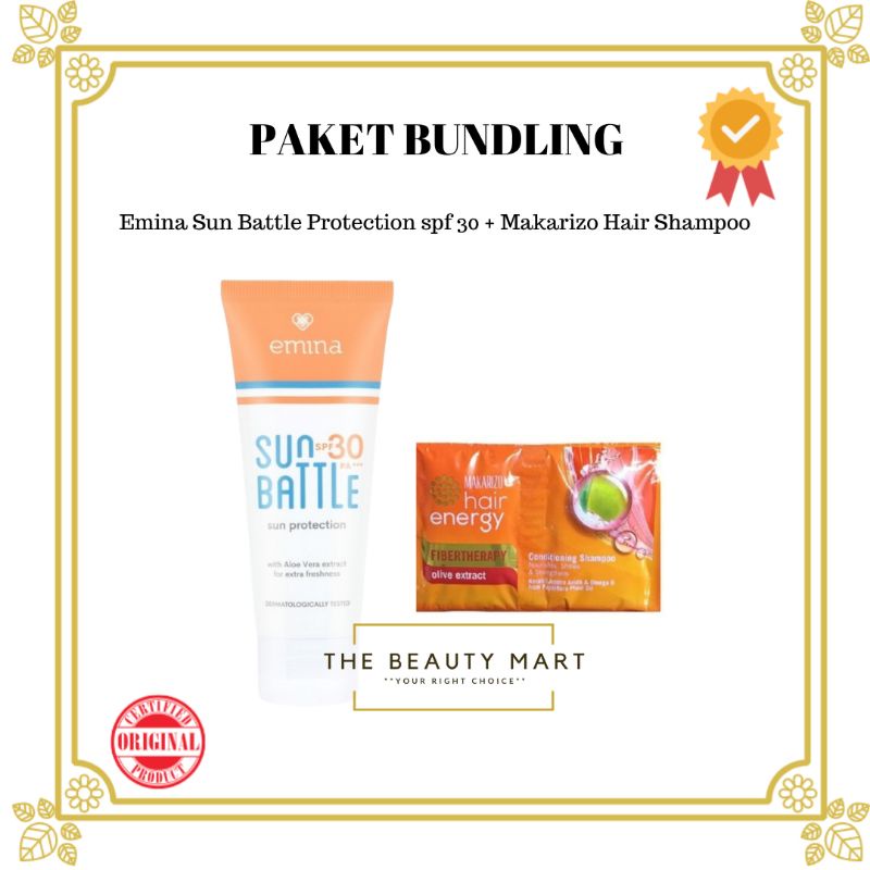 Emina Sun Battle Sun Protection Spf 30 + Makarizo Hair Shampoo - Bundle