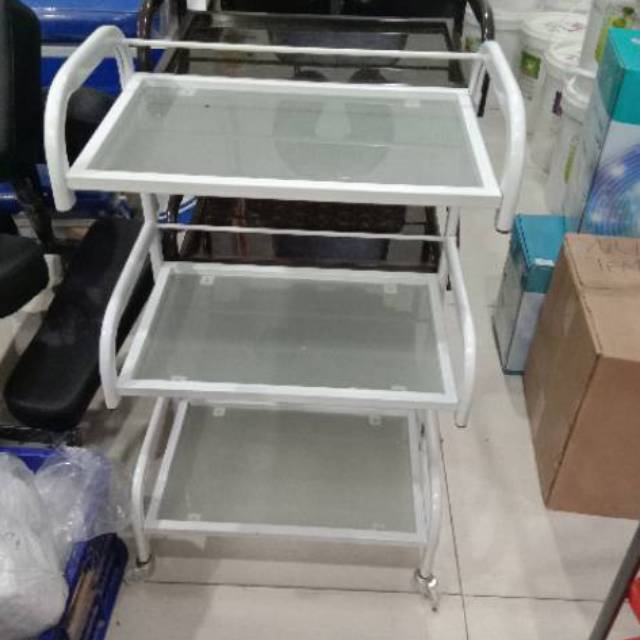 Trolley facial troli rak kaca trolley salon meja alat salon trolley sulam alis  rak salon rak eyelas