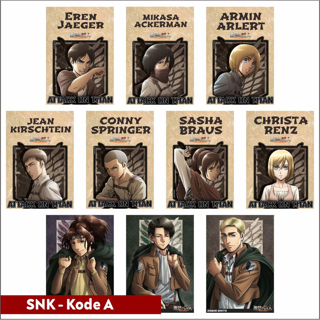 Poster A4 &amp; Pola Deco Mini Poster Anime Shingeki no Kyojin (Attack on Titan) - Karakter Eren Mikasa Levi Armin Sasha