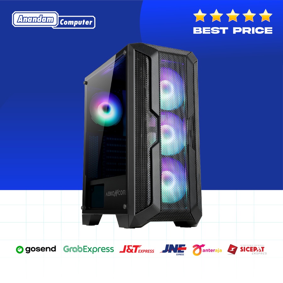 Casing Abkoncore Helio 250X H250X FREE 4 FAN Gaming PC Case