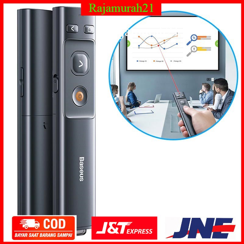 PROMO Baseus Orange Dot Wireless Laser Presenter Red Pointer USB Type C 2.4GHz - Gray - BALP01GY