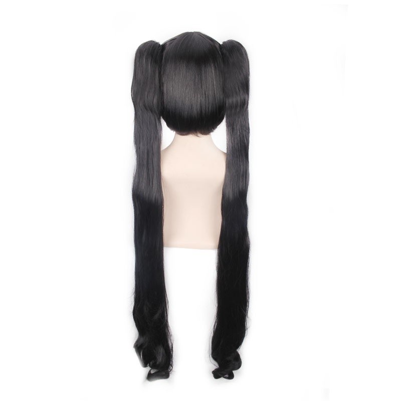 LOL-121 wig clip on rambut palsu cosplay hestia black twintail