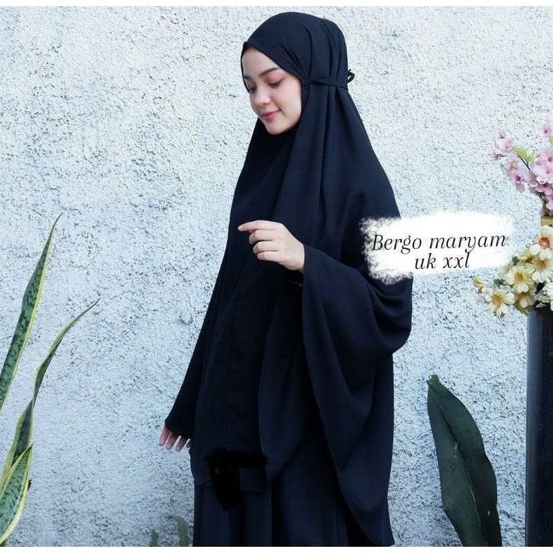 COD Jilbab Hijab (tebal tidak nerawang) Bergo Tali 100x115cm Maryam Syari Jumbo khimar instan Murah