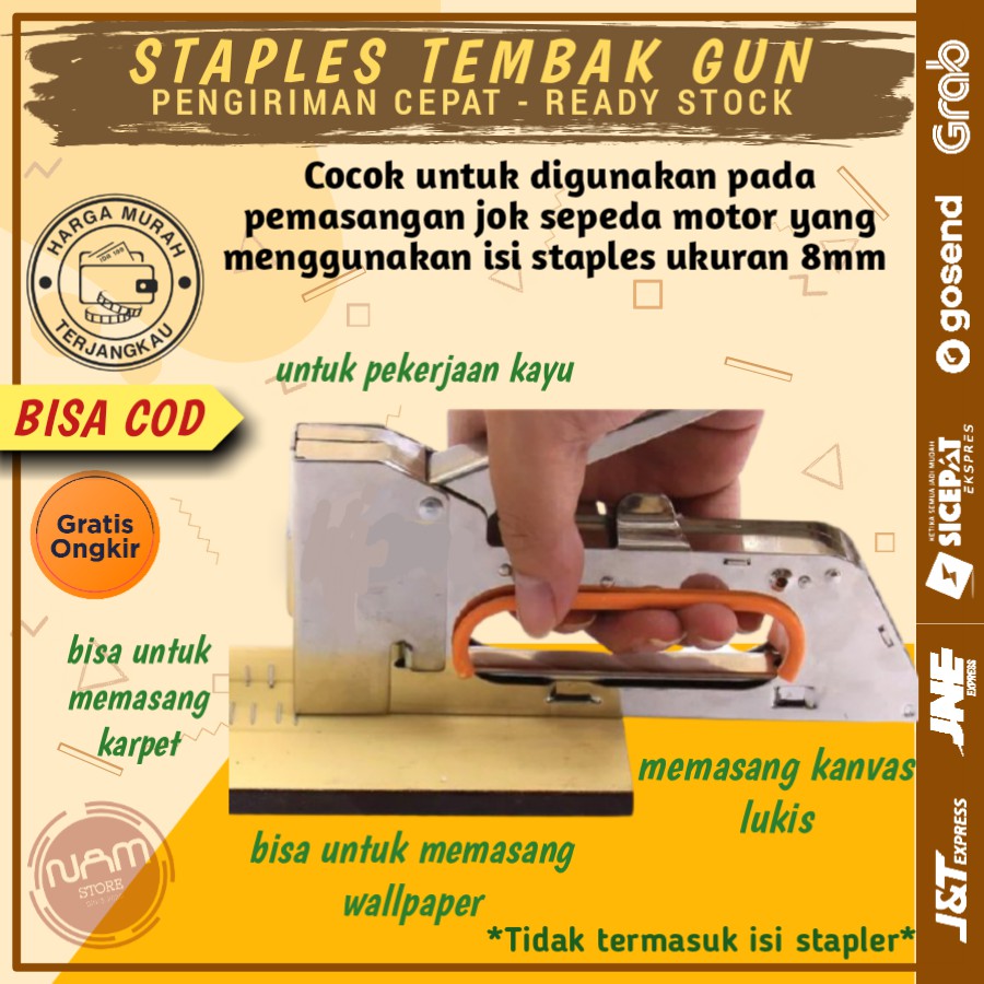 STAPLER STAPLES STEPLES TEMBAK JOK MOTOR GUN JOK MOTOR ALAT AKSESORIS PERTUKANGAN PERKAKAS TUKANG