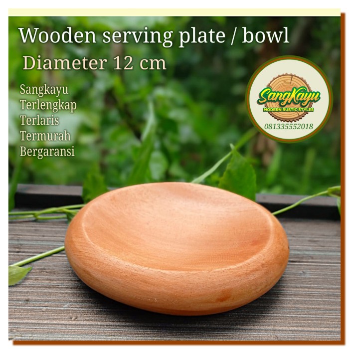 Wooden serving plate / bowl 12 cm mangkok mangkuk piring sambal kayu