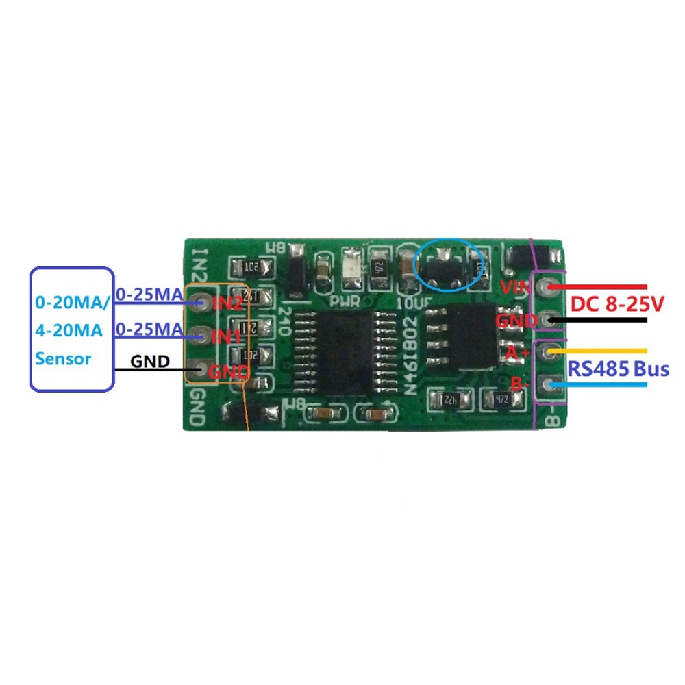 NEW 4-20mA  RS485 Current Acquisition Module 2-channel Current Analog Collector 8-25V