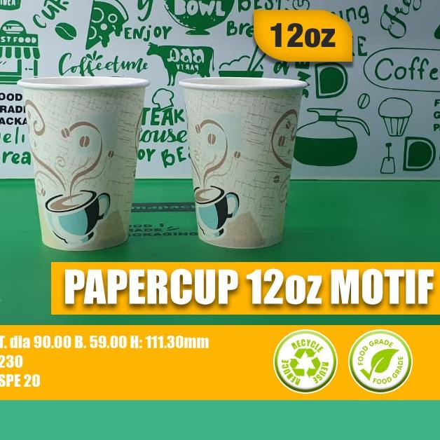 ☀ PAPER CUP 12oz MOTIF - HOT, KOPI, TEH - FOODGRADE - 50 PCS ♥
