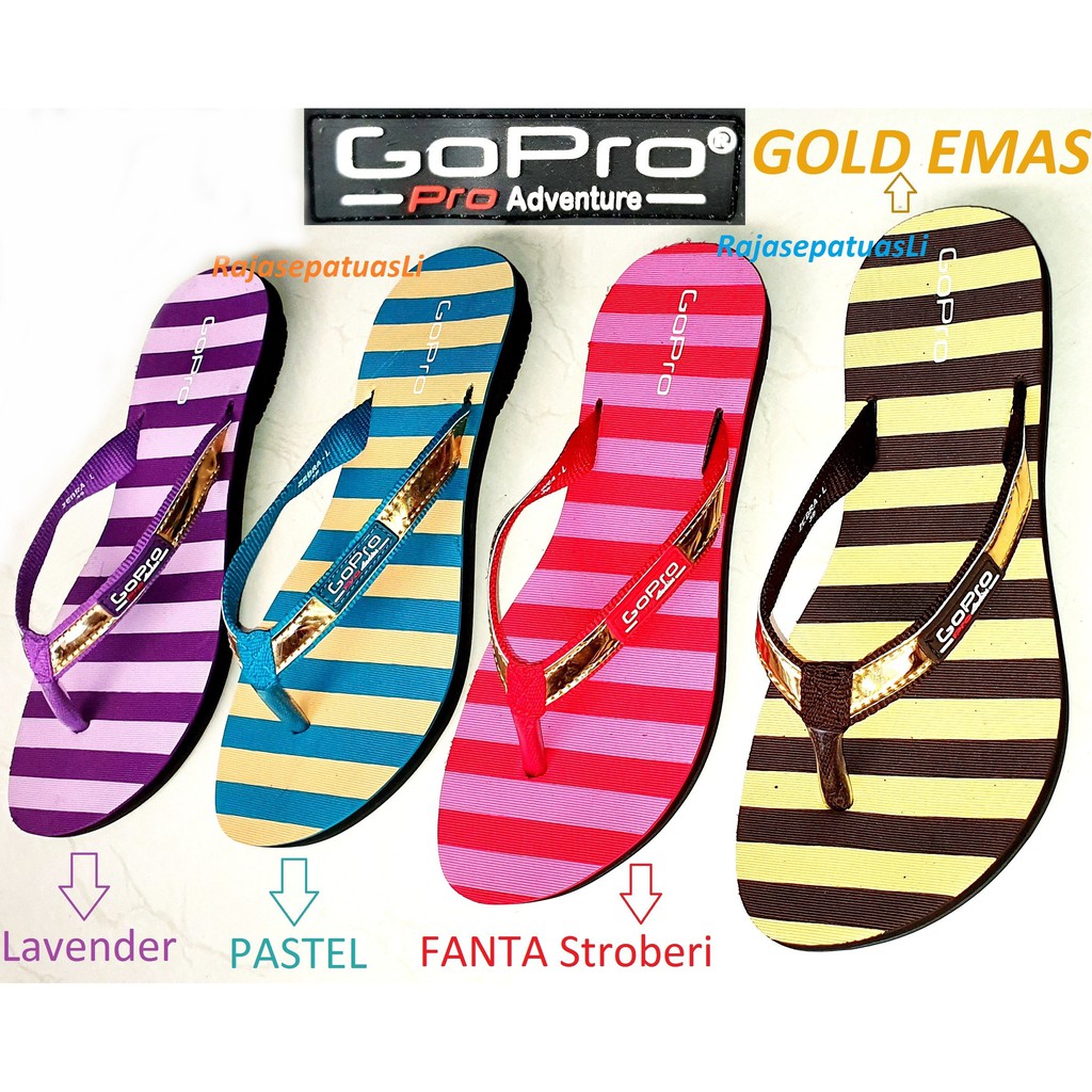 GoPro Sandal Jepit Wanita Sedal Jepit Wanita Gold Emas Sandal Gopro cewe Sendal Wanita Gopro sandal wanita